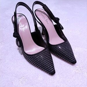 Dior J’Adior Black Sparkling Slingback Heels